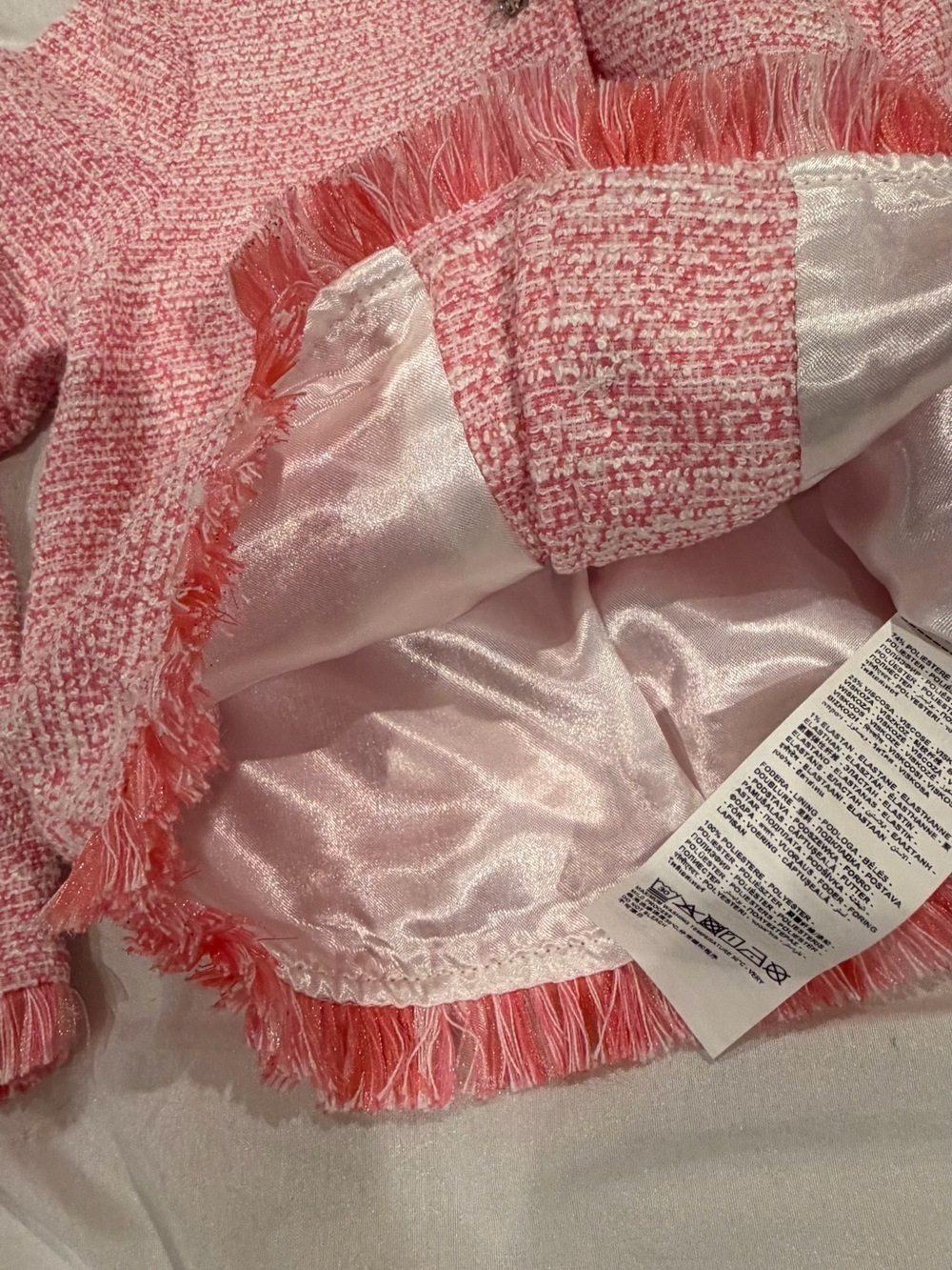 Girls Pink Tweed Fringe Jacket Size 24m - Picture 8 of 9